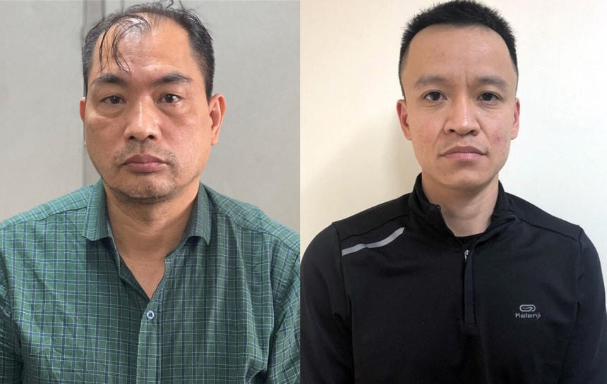 Các bị can Phạm Duy Tuyến (bìa trái) và Nguyễn Mạnh Cường. Ảnh: Bộ Công an.