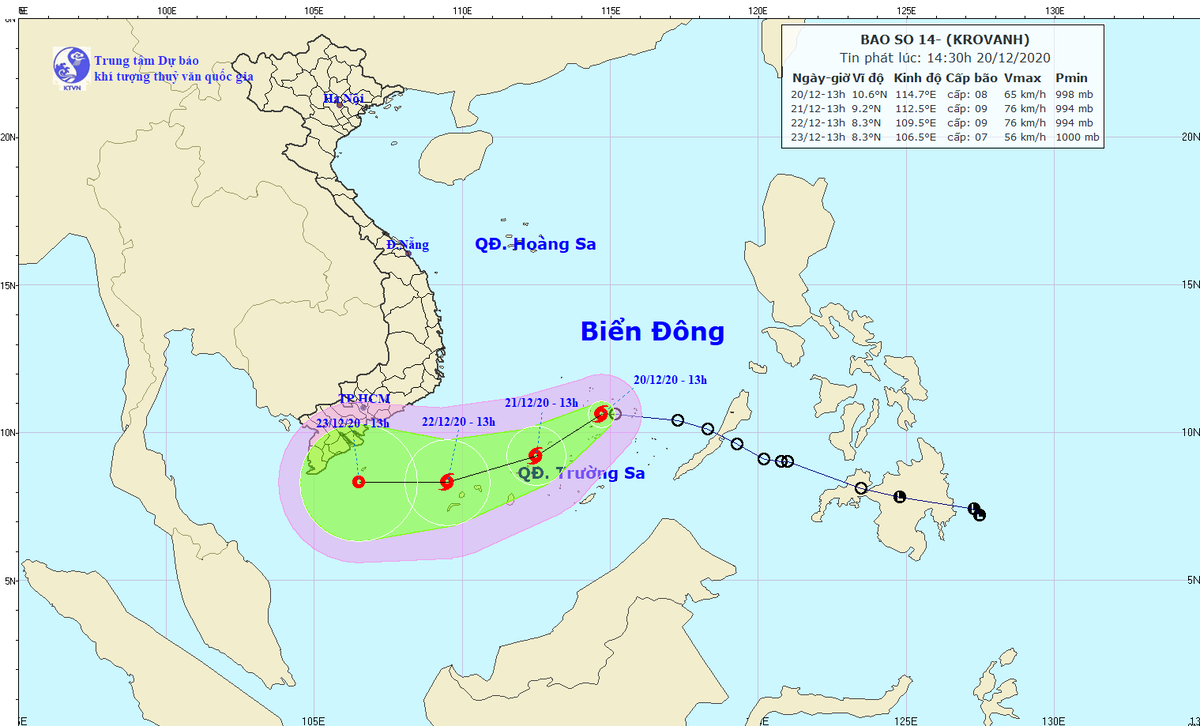 Áp thấp nhiệt đới đã mạnh lên thành bão trên Biển Đông