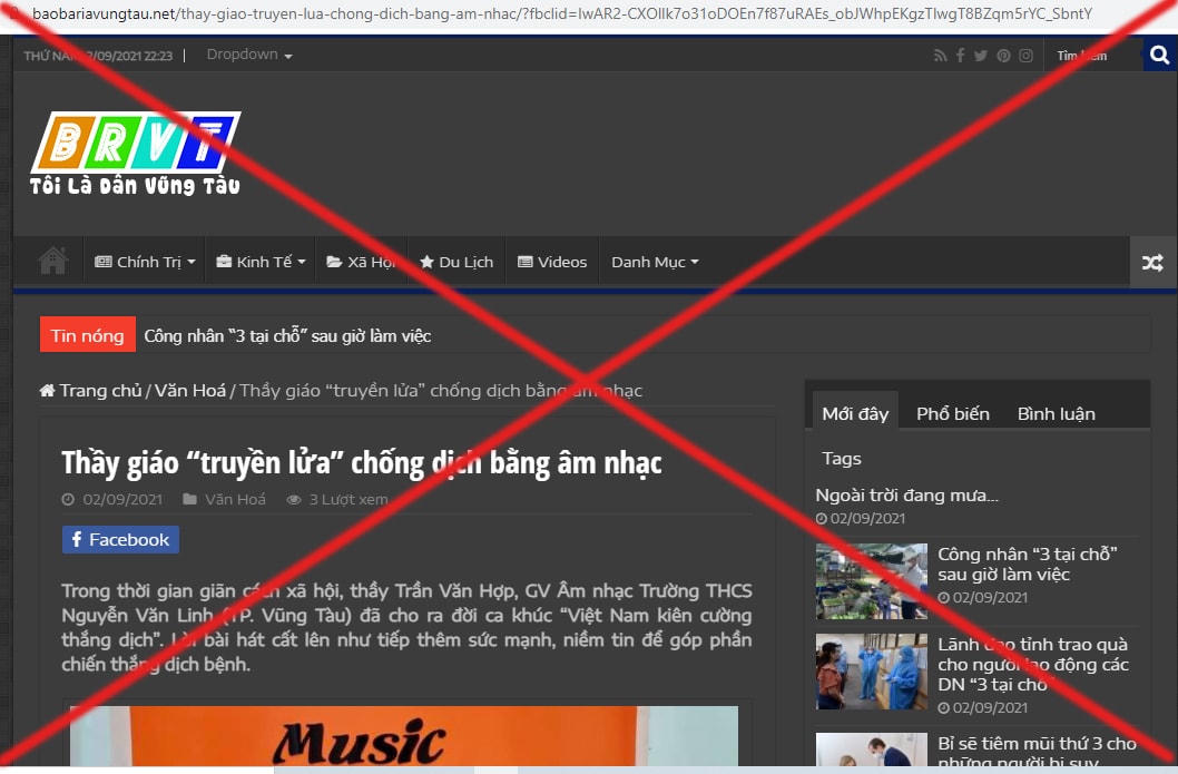 Trước đó nhiều nội dung của Báo Bà Rịa-Vũng Tàu bị trang web trên chia sẻ trái phép, không ghi nguồn.
