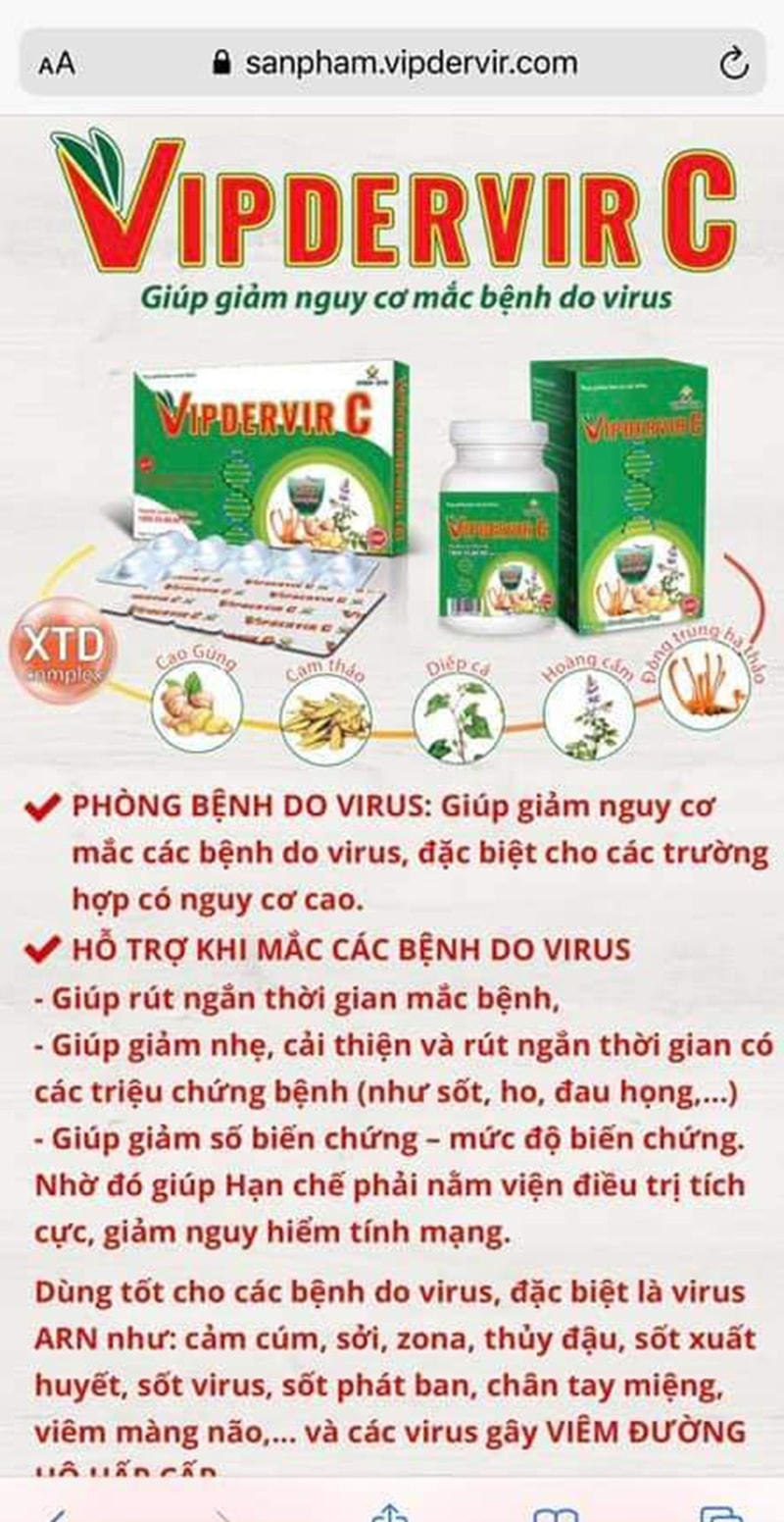 Thông tin giới thiệu sản phẩm VIPDERVIR C.