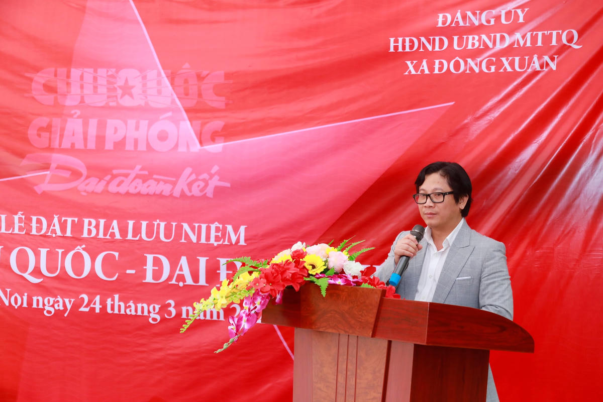 Nhà báo Lê Anh Đạt, Phó Tổng biên tập phụ trách báo Đại Đoàn Kết phát biểu tại buổi lễ. Ảnh: Quang Vinh.