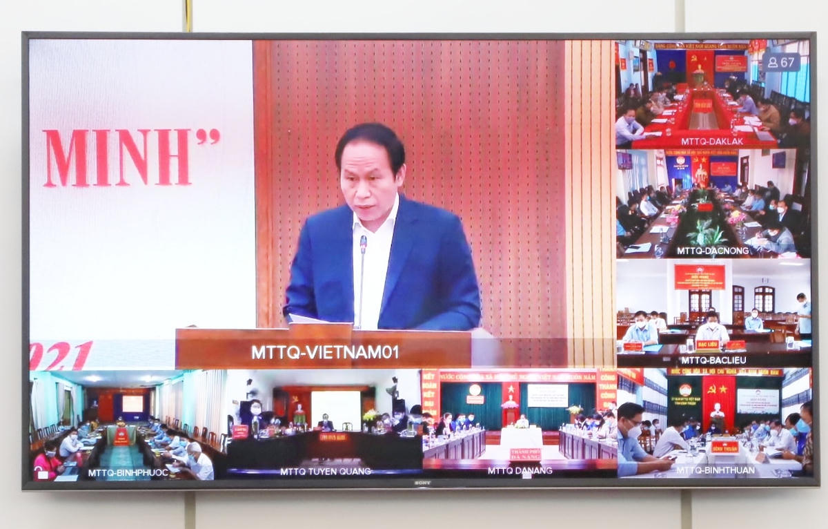 Hội nghị được tổ chức bằng hình thức trực tuyến tới Ủy ban MTTQ Việt Nam 63 tỉnh, thành phố.