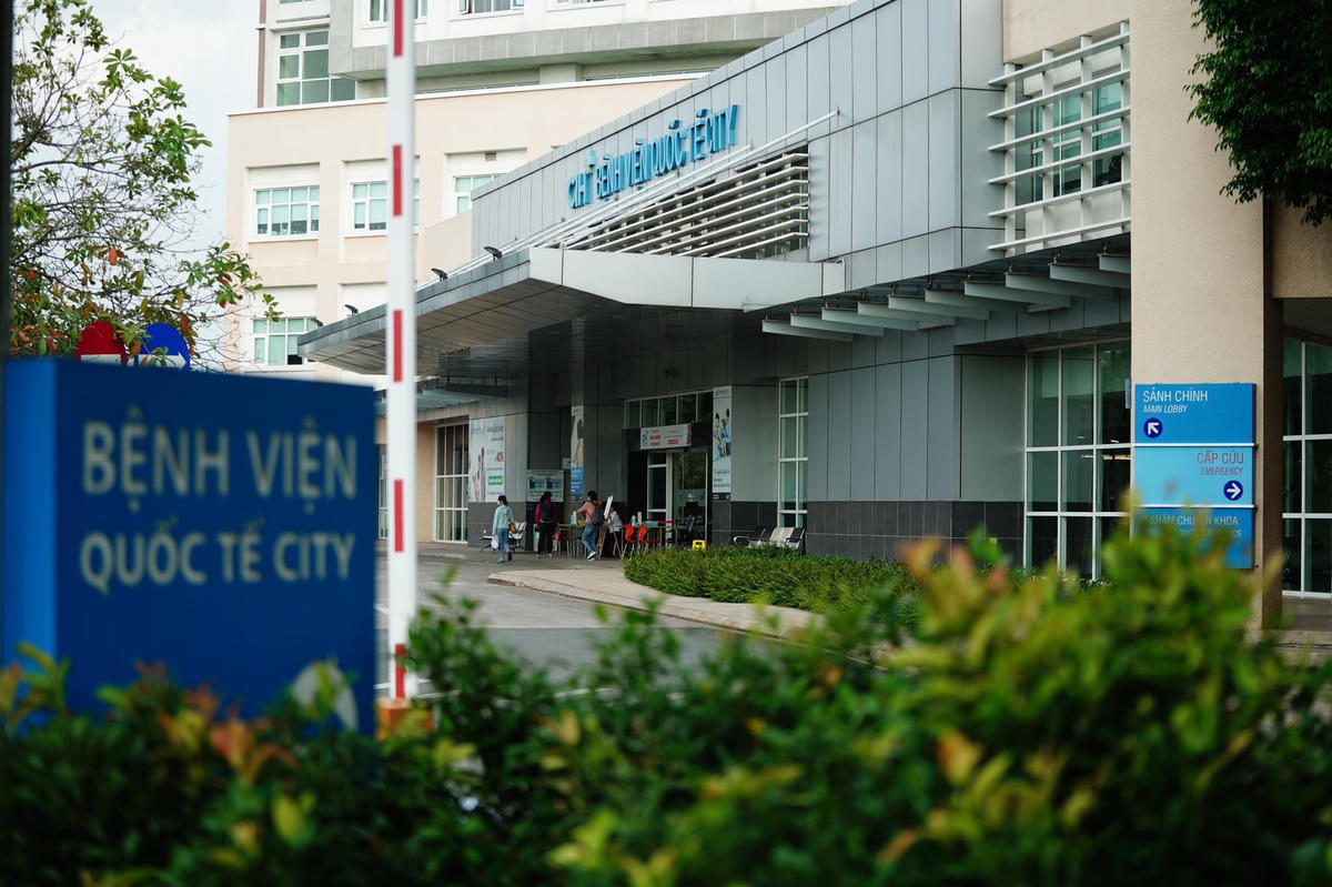 Bệnh viện Quốc tế City nơi phát hiện 2 ca bệnh nhiễm Covid-19 trong cộng đồng. (ảnh: Phạm Nguyễn)