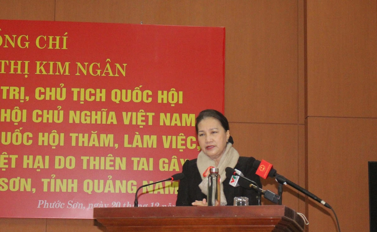 Chủ tịch Quốc hội Nguyễn Thị Kim Ngân phát biểu.