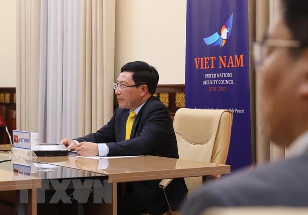 Phó Thủ tướng, Bộ trưởng Ngoại giao Phạm Bình Minh tại phiên thảo luận. (Ảnh: Lâm Khánh/TTXVN).