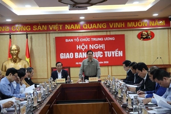 Quang cảnh hội nghị Giao ban trực tuyến 10 của ngành Tổ chức xây dựng Đảng.