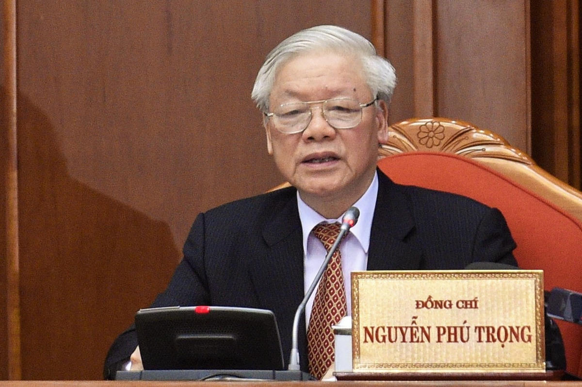Tổng Bí thư, Chủ tịch nước Nguyễn Phú Trọng phát biểu tại bế mạc Hội nghị lần thứ 12 Ban Chấp hành Trung ương Đảng khóa XII. (Ảnh: VGP).