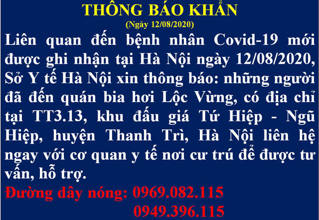 Hà Nội tìm người đến quán bia Lộc Vừng liên quan ca nghi nhiễm Covid-19