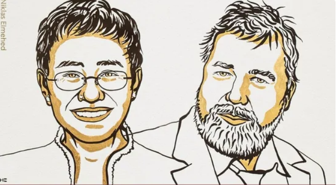 Ủy ban Nobel Na Uy công bố, giải Nobel Hòa bình 2021 thuộc về Maria Ressa và Dmitry Muratov.