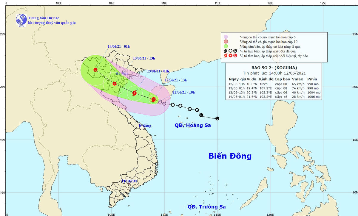 Bão số 2 đang hướng về vùng biển Hải Phòng, Nghệ An
