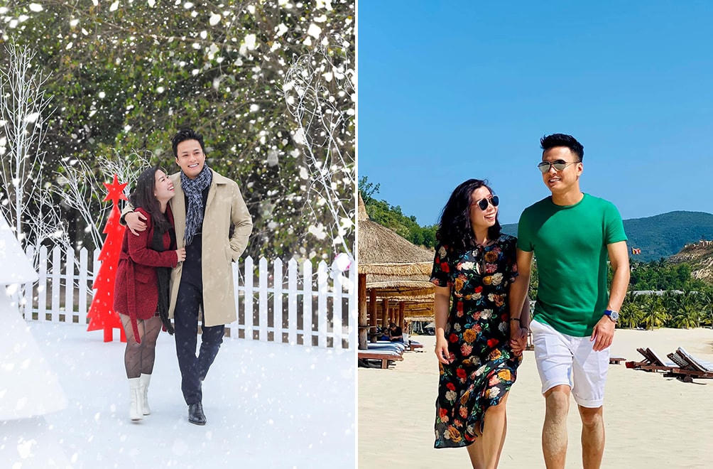 Hồng Đăng hạnh phúc cùng vợ lên rừng, xuống biển: “Lên rừng hay xuống biển đây... Mà đi đâu cũng đc , miễn là đi chơi...”.  