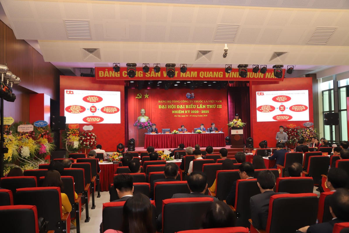 Quang cảnh Đại hội Đại biểu Đảng bộ Vinataba lần thứ III, nhiệm kỳ 2020 – 2025.