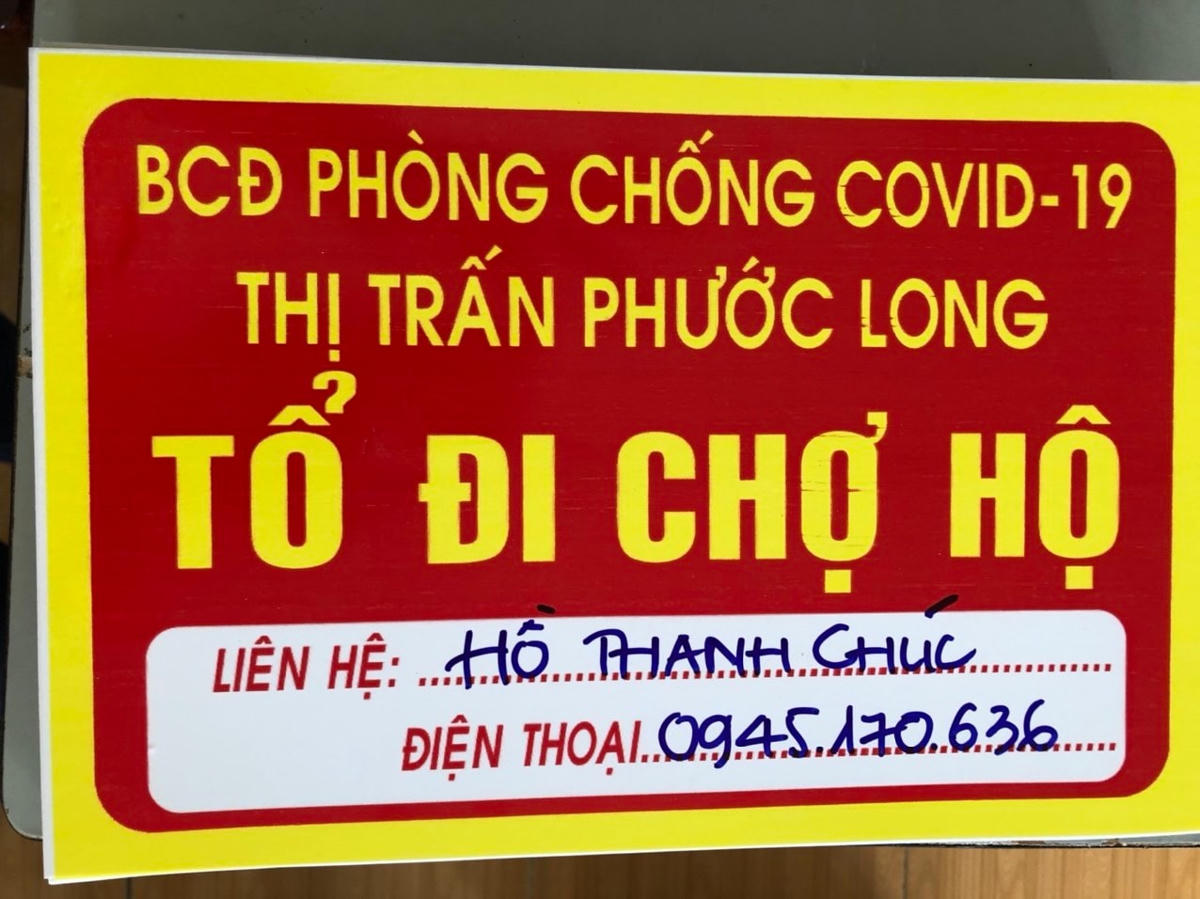 Thẻ hoạt động của Tổ "đi chợ hộ".