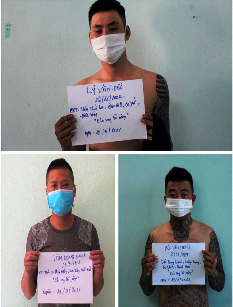 3 đối tượng trên tại cơ quan điều tra. (Ảnh CA Quảng Nam)