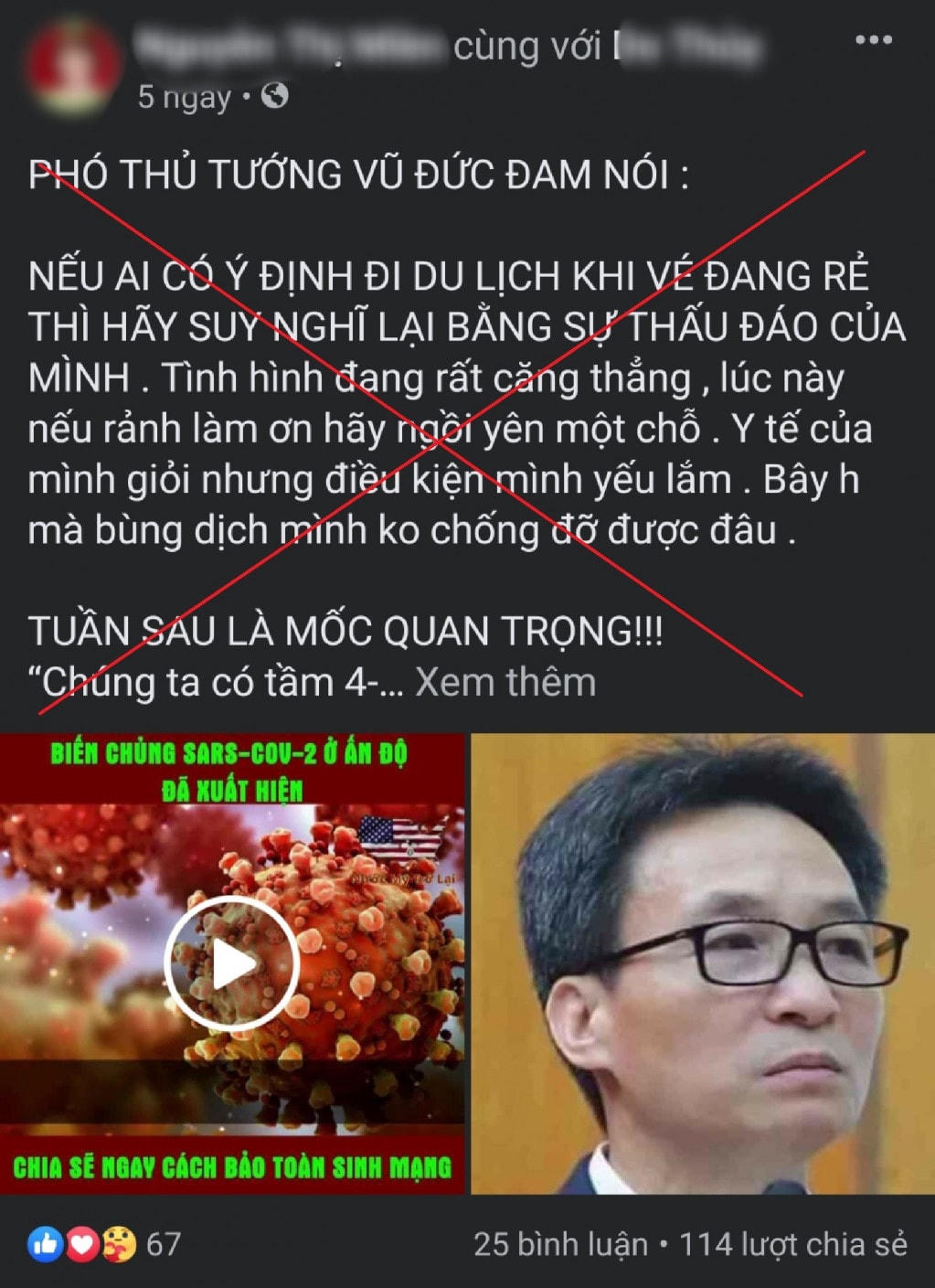 Thông tin đăng tải sai lệch.