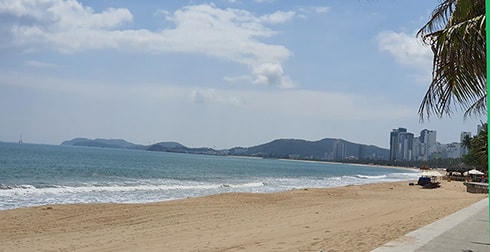  Khu vực phát hiện thi thể nạn nhân trôi dạt tại biển Nha Trang.  
