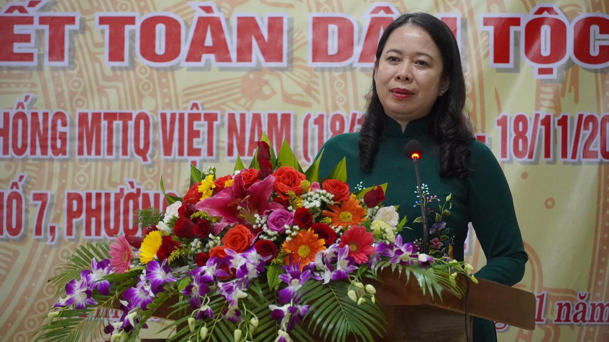 Phó Chủ tịch nước Võ Thị Ánh Xuân phát biểu tại Ngày hội. Ảnh: Mỹ Hạnh.