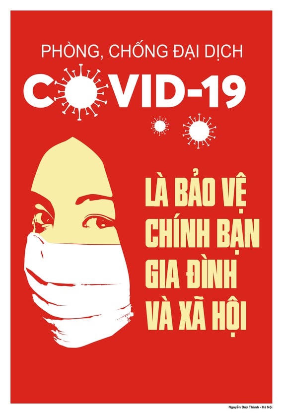 Tranh cổ động phòng tránh Covid-19.