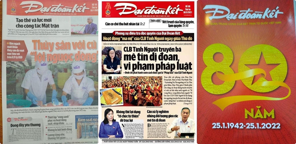 Báo Đại Đoàn Kết qua các thời kỳ.  Ảnh: Quang Vinh