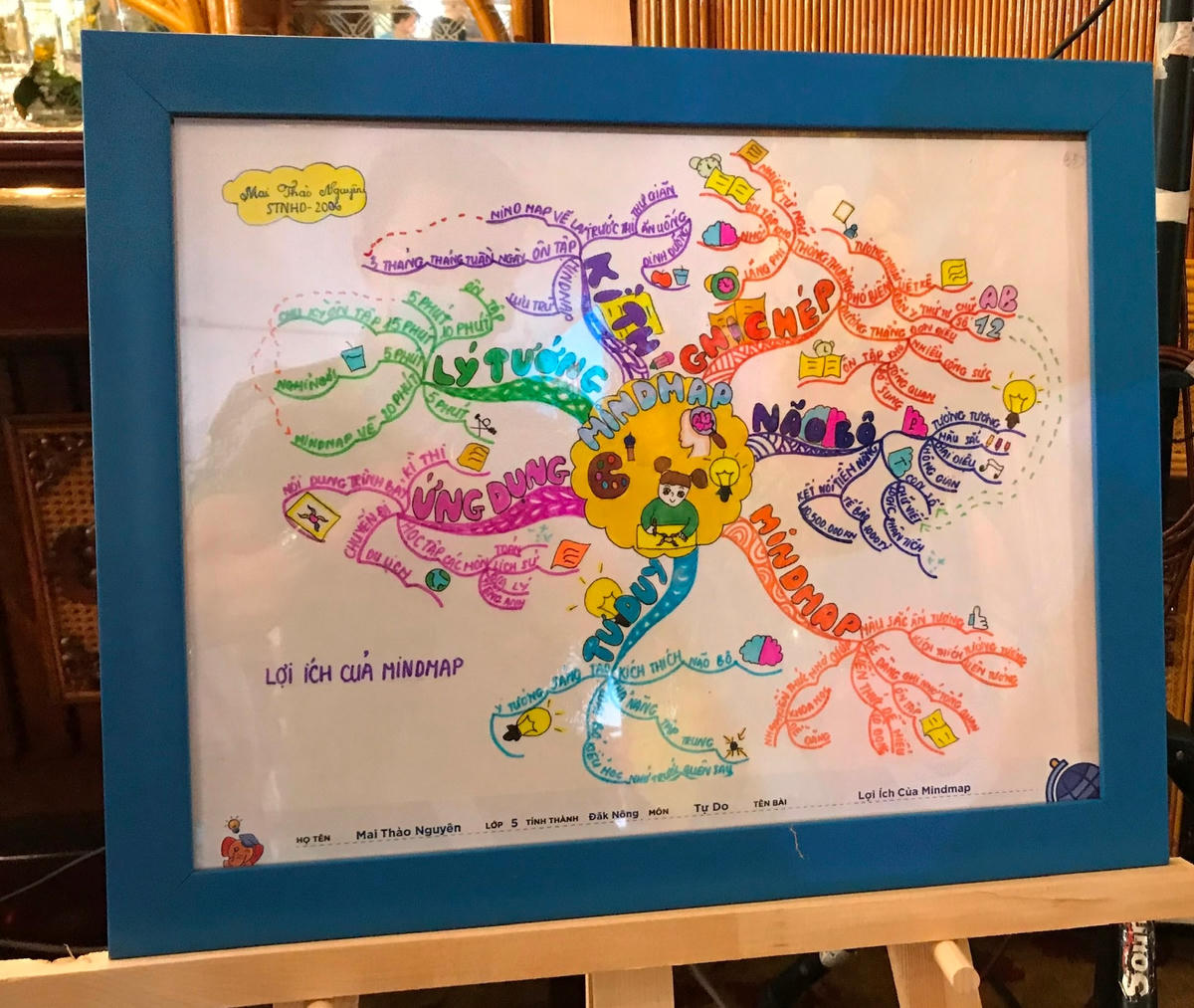 Bản bản Mind map của em Mai Thảo Nguyên được bán đấu giá tại chương trình.