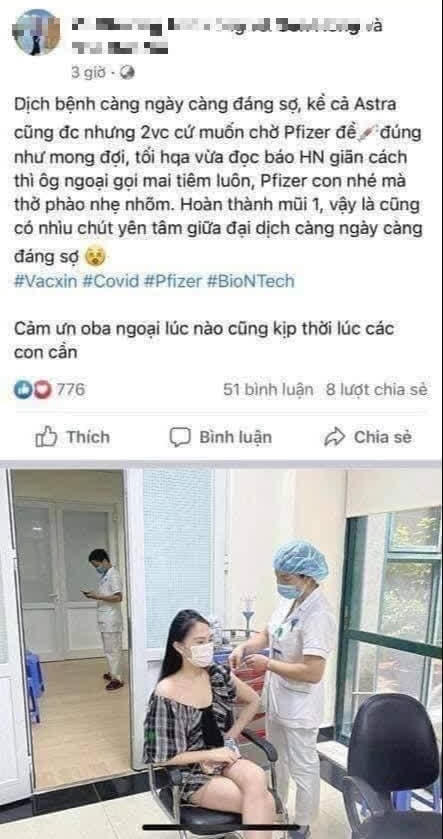 ‘Hoa khôi’ khoe tiêm vaccine Pfizer không cần đăng ký bị phạt 12,5 triệu đồng