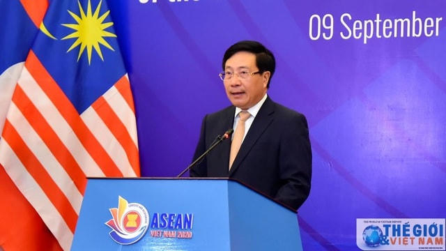 Thủ tướng Nguyễn Xuân Phúc phát biểu khai mạc Hội nghị Bộ trưởng Ngoại giao ASEAN lần thứ 53 vào sáng 9/9 (Ảnh: Tuấn Anh/Thế giới & Việt Nam).
