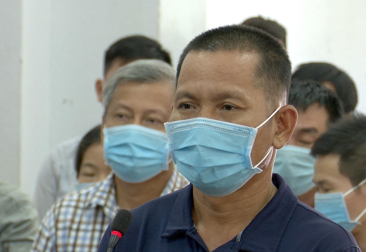 Các bị cáo tại phiên tòa sơ thẩm.