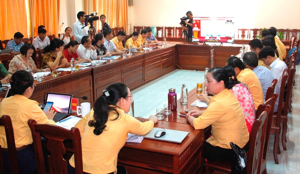 Điểm cầu Nghệ An tại Hội nghị trực tuyến Chủ tịch Ủy ban MTTQ các tỉnh, thành năm 2020.