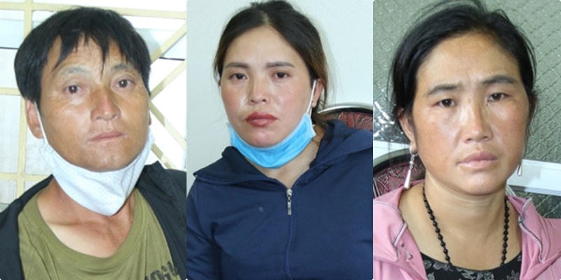 Các đối tượng Vảng, Pằng, Dín. Ảnh: Công an Lào Cai cung cấp.