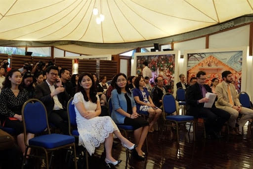 Các vị khách tham dự lễ ra mắt Cổng thông tin Pháp - Việt Nam. Ảnh: Thủy Lê.