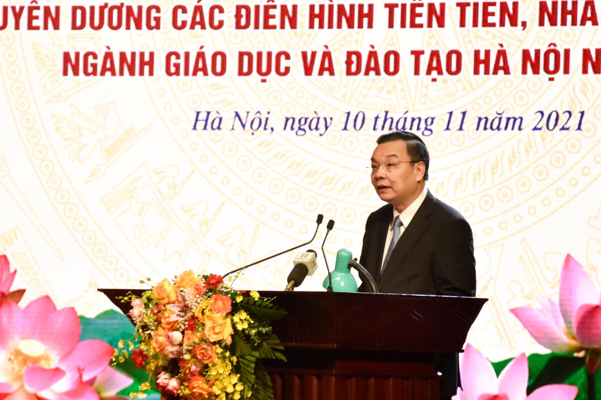 Ủy viên Trung ương Đảng, Phó Bí thư Thành ủy, Chủ tịch UBND thành phố Chu Ngọc Anh phát biểu tại buổi lễ.