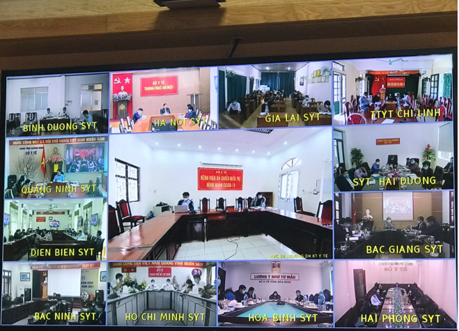 Các điểm cầu tham gia cuộc họp trực tuyến sáng ngày 5/2. Nguồn: Trần Minh.