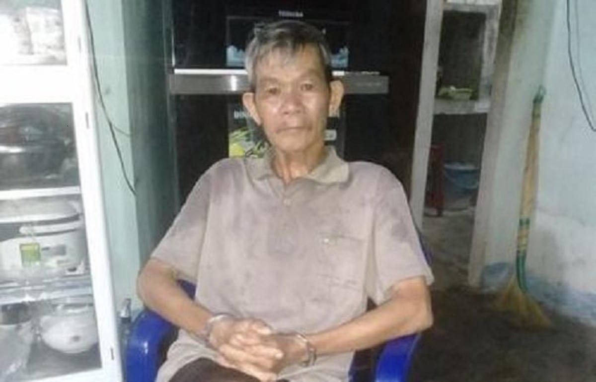 Nghi phạm Võ Đình Thiện tại cơ quan điều tra. (Ảnh CA cung cấp)