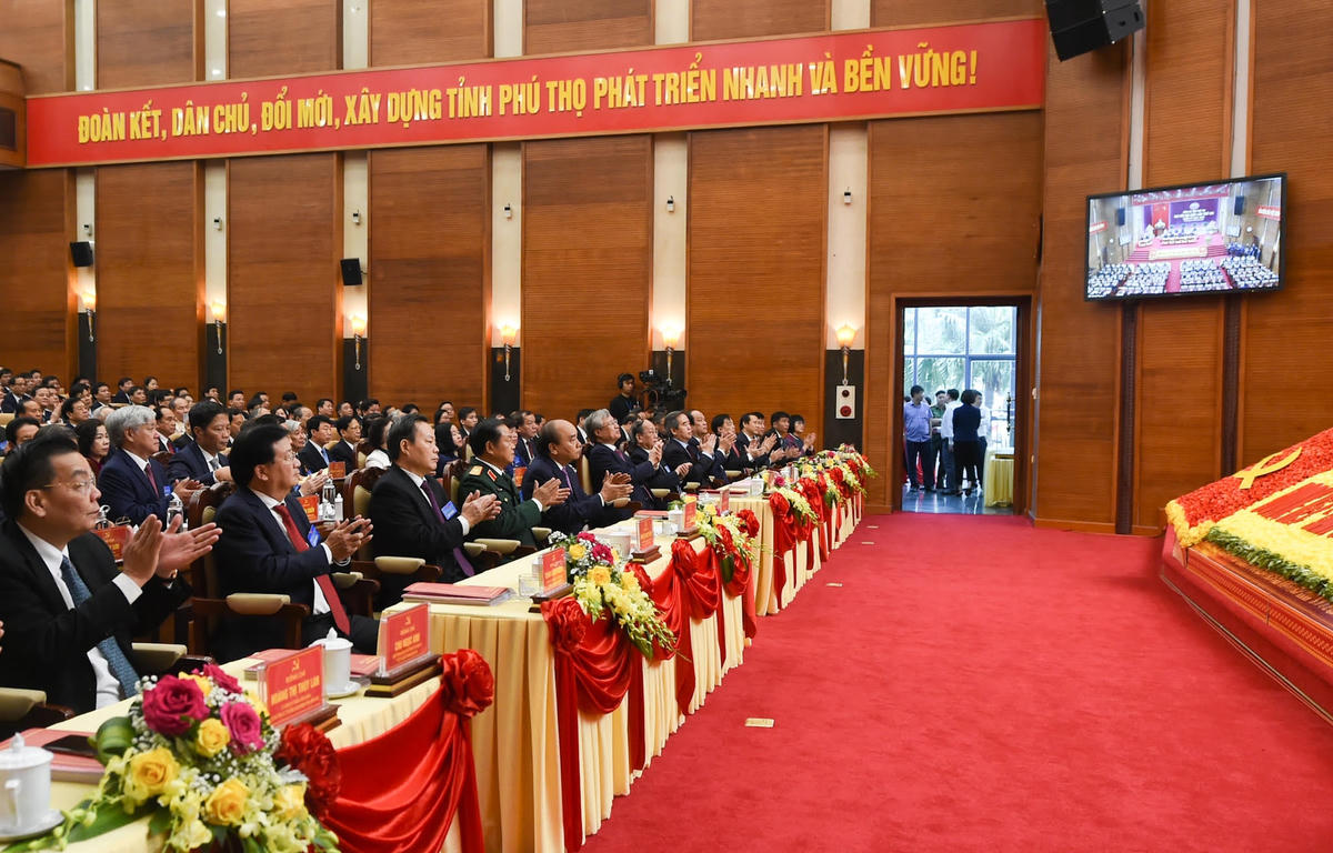 Dự Đại hội đại biểu Đảng bộ tỉnh Phú Thọ, lần thứ XIX, nhiệm kỳ 2020 - 2025 có 336 đại biểu đại diện cho hơn 105.000 đảng viên toàn Đảng bộ. Ảnh: VGP.  