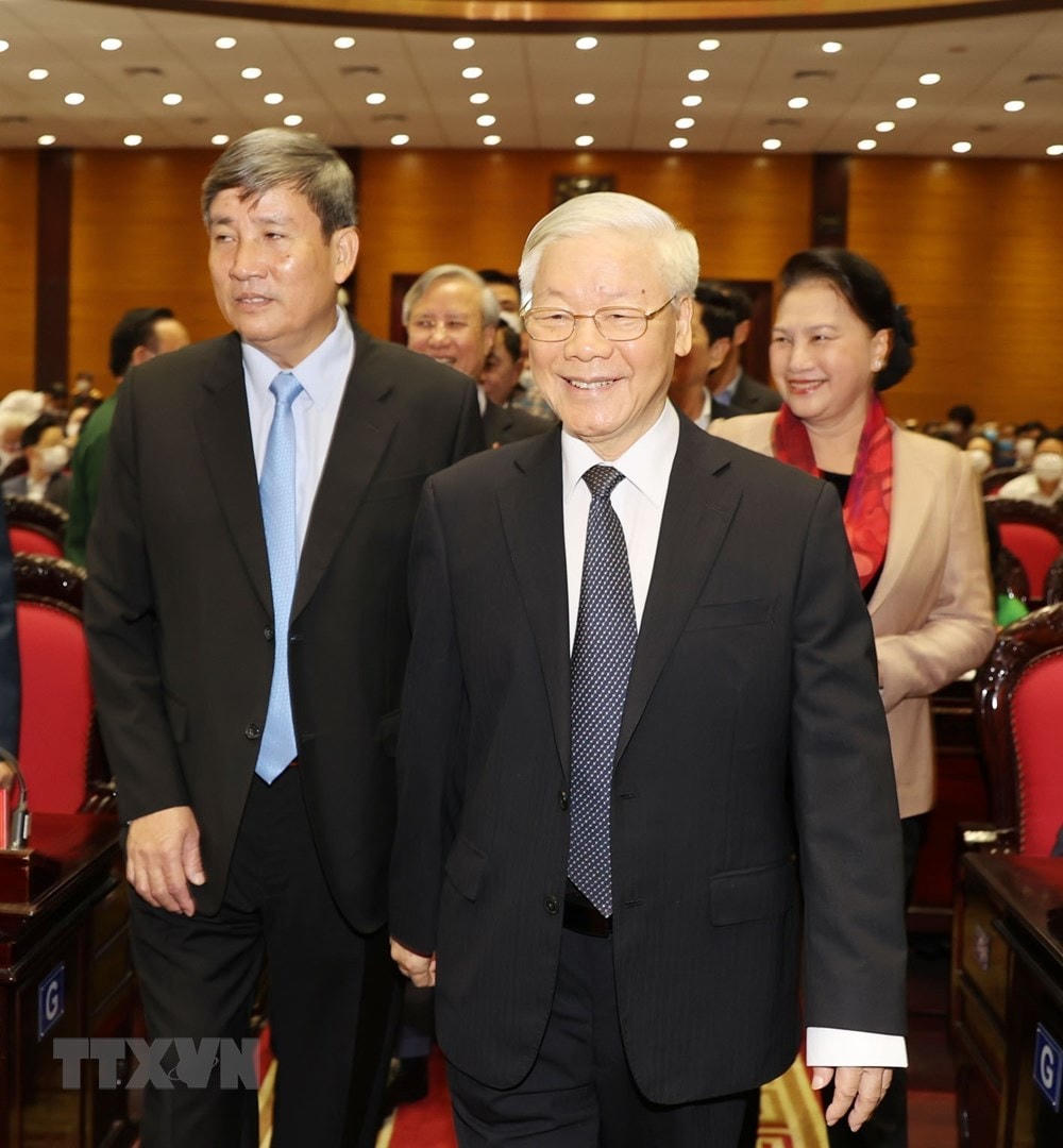 Tổng Bí thư, Chủ tịch nước Nguyễn Phú Trọng đến dự Hội nghị. Ảnh:Trí Dũng/TTXVN.