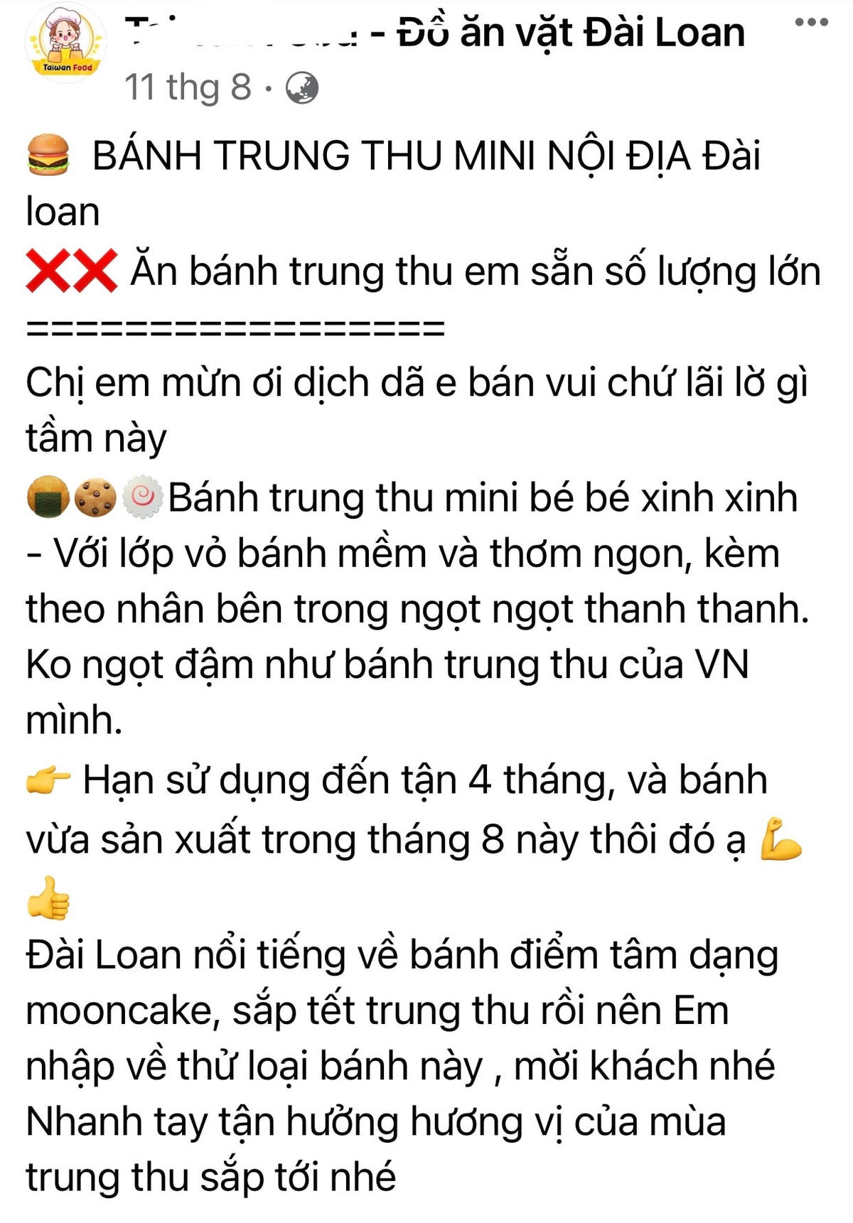 Bánh Trung thu mini nội địa Trung Quốc được rao bán tràn lan trên các trang facebook cá nhân.