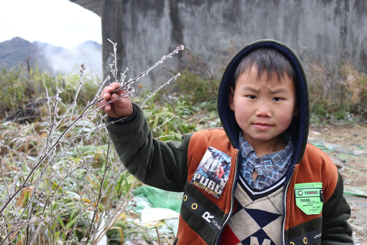 Băng giá xuất hiện trên diện rộng tại huyện Mèo Vạc