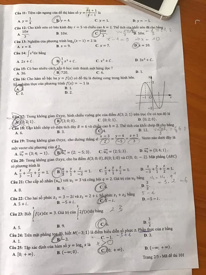 Gợi ý đáp án môn Toán thi tốt nghiệp THPT 2020
