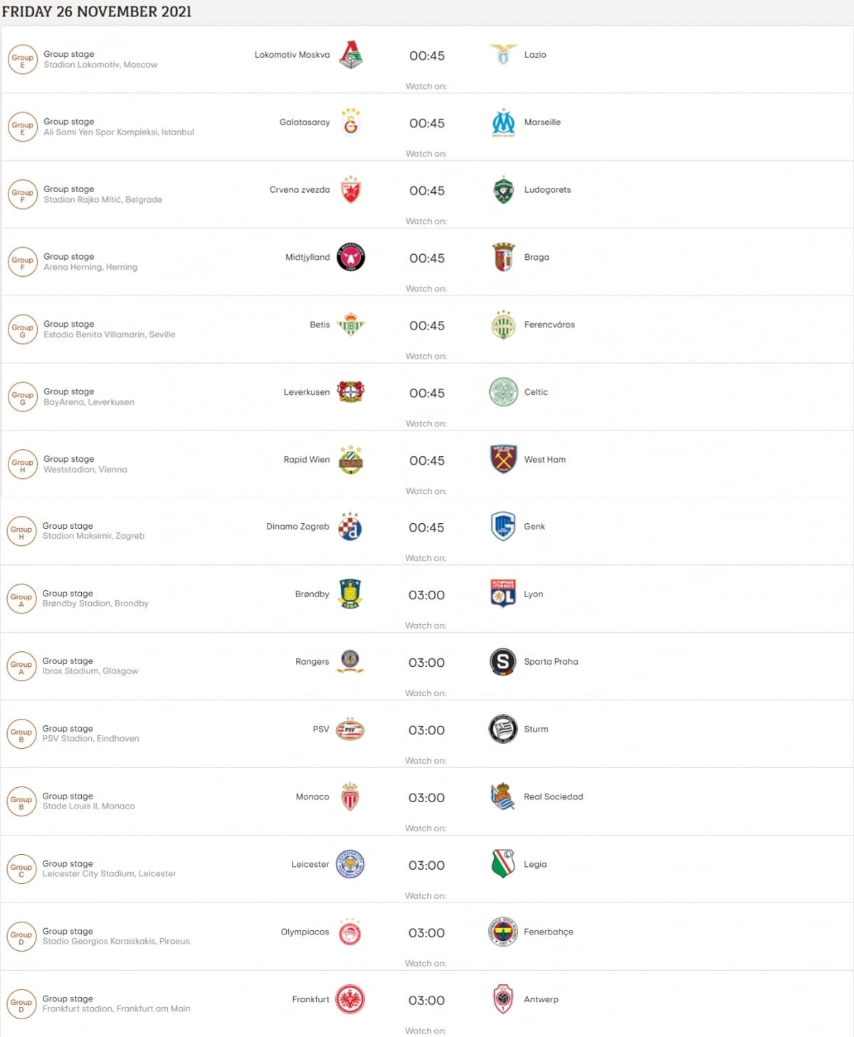 Lịch thi đấu Europa League đêm nay và rạng sáng mai. Ảnh: UEFA.Lịch thi đấu Conference League đêm nay và rạng sáng mai. Ảnh: UEFA.