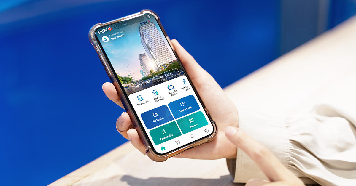 Màn hình ứng dụng BIDV SmartBanking trên điện thoại.