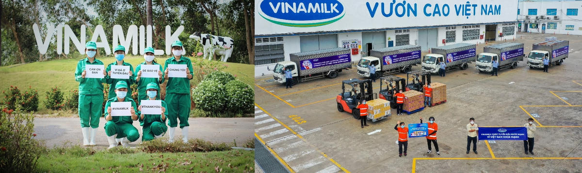 Cùng công ty, nhân viên Vinamilk tích cực tham gia các hoạt động hỗ trợ tuyến đầu và cộng đồng chống lại dịch bệnh Covid.