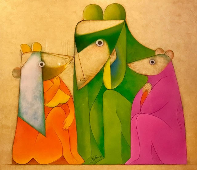 Tác phẩm Gia đình chuột của họa sĩ Thành Chương.