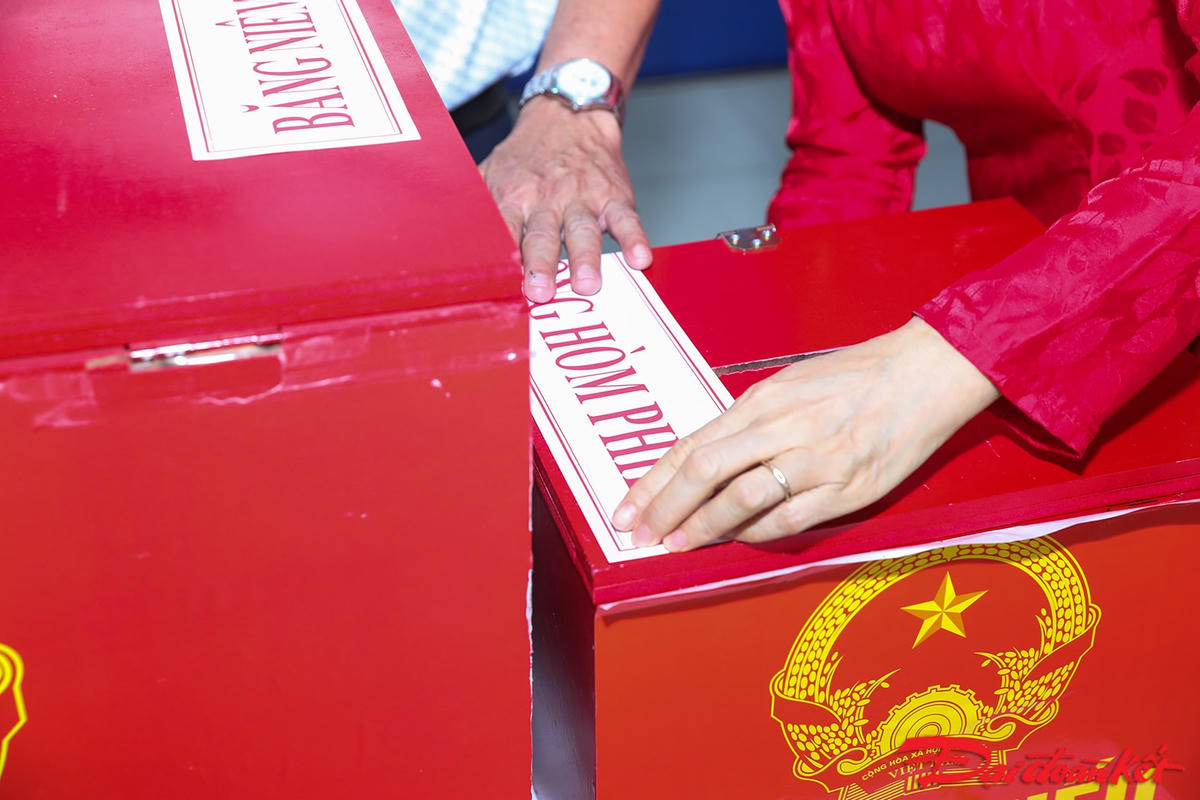 Hình ảnh tại khu vực bỏ phiếu số 7, phường Xuân Tảo, quận Bắc Từ Liêm