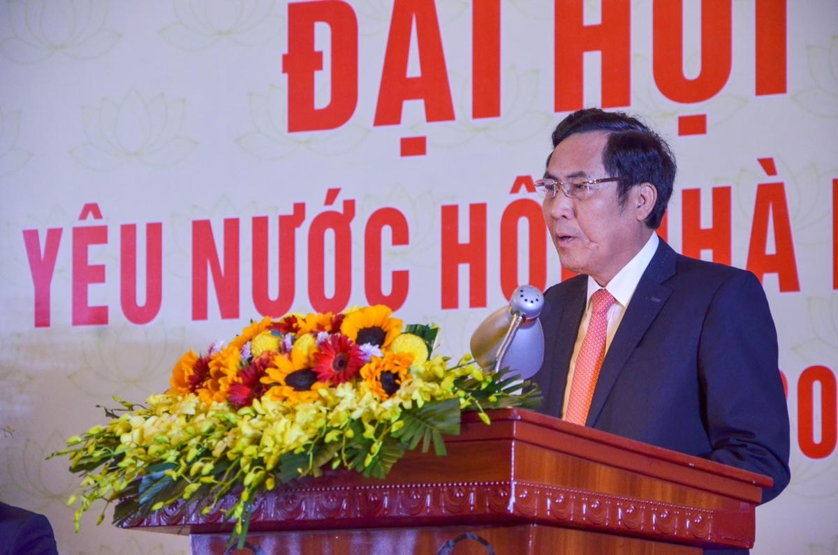 Chủ tịch Hội Nhà báo Việt Nam Thuận Hữu phát biểu tại Đại hội. Ảnh: VGP.