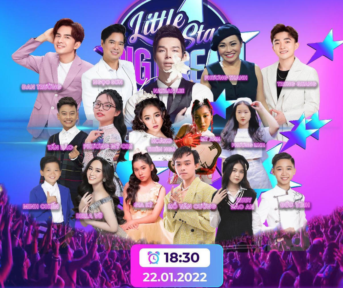 Phương Thanh, Ngọc Sơn, Đan Trường, Hồ Văn Cường... cùng rất nhiều ca sĩ sẽ góp mặt trong liveshow Little star big dream. Ảnh: FBNV. 