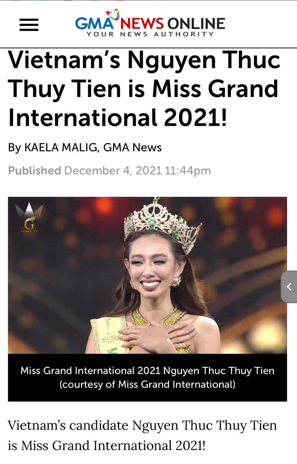 Truyền thông và khán giả quốc tế nói gì về chiến thắng của Thùy Tiên?