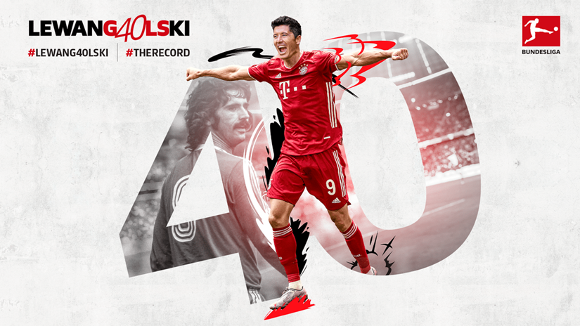 Lewandowski san bằng kỷ lục của 'Vua dội bom' Gerd Mueller. (Nguồn: Bundesliga).