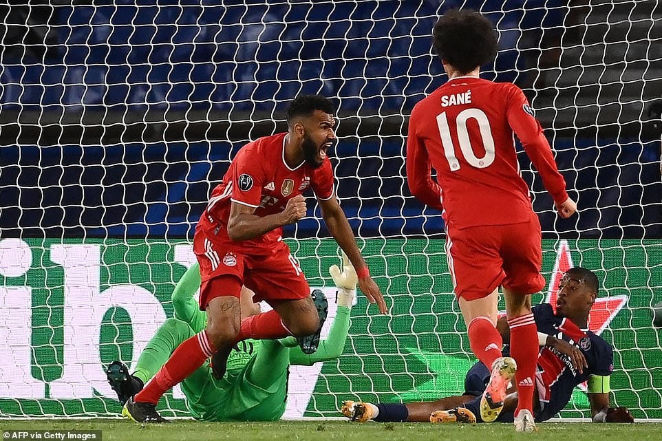 Choupo-Moting giúp Bayern Munich mở tỷ số ở phút 40 sau pha dàn xếp tấn công sắc sảo đến từ Coman và Alaba.