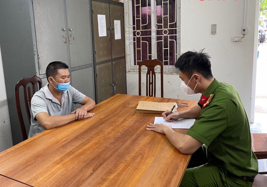 Hoàng Xuân An tại Cơ quan Công an. Ảnh: CAQN.