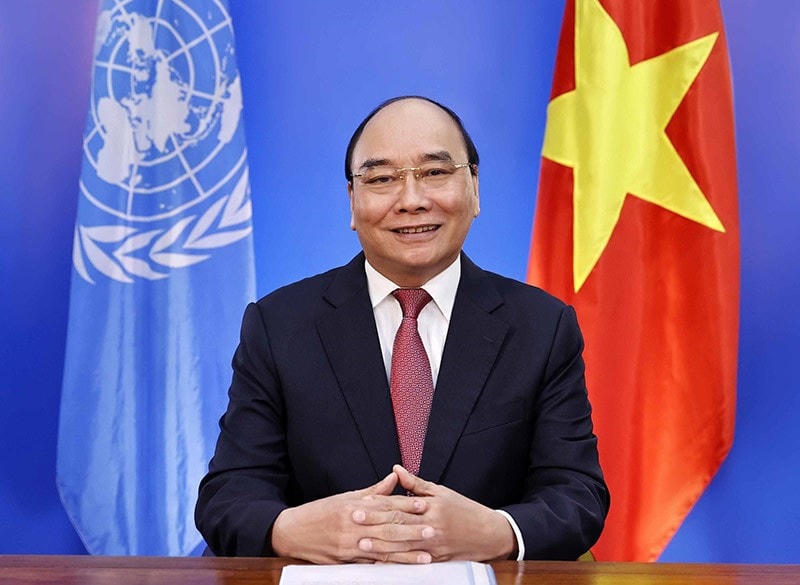 Chủ tịch nước Nguyễn Xuân Phúc gửi thông điệp tại Hội nghị Thượng đỉnh Liên hợp quốc về Hệ thống lương thực. Ảnh: TTXVN.